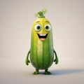 Cute Zucchini Happy Cartoon Character