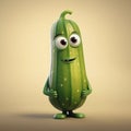 Cute Zucchini Happy Cartoon Character