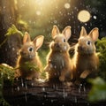 the cuteness of baby rabbits exploring a lush. Royalty Free Stock Photo