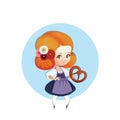 Cuter Girl with pretzel in dirndl