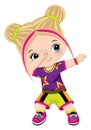 Cuter Little Girl Dabbing.Blond Little Girl Dancing Hip Hop. Vector Dabbing Girl Royalty Free Stock Photo