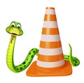 CuteSnake cartoon character with construction cone