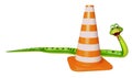 CuteSnake cartoon character with construction cone