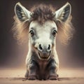 cutest adorable pony baby against grey gradient background. Digital artwork. Ai generated