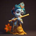 cutest 3d image of little krishna generative AI
