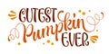 Cutest pumpkin ever - hand drawn modern lettering phrase for fall events decorations