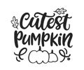 Cutest pumpkin inscription hand written lettering with cute doodles