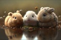 3 cutest ramsters in the world, concept art, modern art, AI Generated