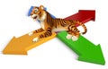 CuteTiger cartoon character with arrow Royalty Free Stock Photo