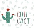 Cuti Cacti slogan and glitter cactus