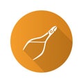 Cuticle nipper flat design long shadow glyph icon