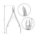 cuticle nippers manicure vector illustration for beauty shop, nail cutter size guide