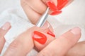 Cuticles care with cuticle pusher Royalty Free Stock Photo