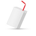 Juice or milk box with drinking straw, vector on white background Royalty Free Stock Photo