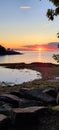 Cutler Island Lighthouse in Camden Harbor Maine at sunrise