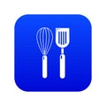 Cutlery bake icon blue vector Royalty Free Stock Photo