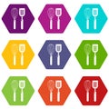Cutlery bake icons set 9 vector Royalty Free Stock Photo
