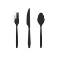 Cutlery black silhouettes knives forks spoons isolated on white background Royalty Free Stock Photo
