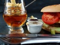 Cutlery burger sauces plate chips metalbasket