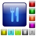 Cutlery color square buttons Royalty Free Stock Photo