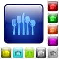 Cutlery color square buttons Royalty Free Stock Photo