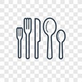 Cutlery concept vector linear icon on transparent backg