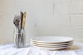 Cutlery and dinner plates