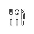 Cutlery, fork spoon and knife line icon
