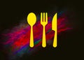 Cutlery icon colorful paint abstract background brush strokes illustration design Royalty Free Stock Photo