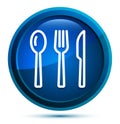 Cutlery icon elegant blue round button illustration