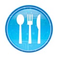 Cutlery icon floral blue round button Royalty Free Stock Photo