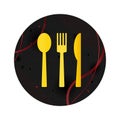 Cutlery icon elegant black round button