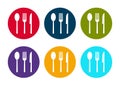 Cutlery icon modern flat round button set illustration