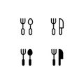 Cutlery Icon Logo Vector Symbol including Fork, Spoon, and Knife Isolated on White Background