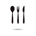 Cutlery icon. Restaurant signs. Spoon, fork and knife isolated icons on white background. Cutlery symbols. Royalty Free Stock Photo