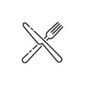 Cutlery icon. Set of fork, knife, spoon. Tableware icon. Logotype menu. Set in flat style. Silhouette of cutlery. Vector Royalty Free Stock Photo