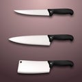 Cutlery icon set - vector realistic kitchen knives . Design template in EPS10. Royalty Free Stock Photo