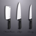 Cutlery icon set - vector realistic kitchen knives Royalty Free Stock Photo