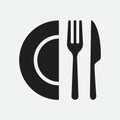 Cutlery icon. Spoon, forks, knife, plate. restaurant business concept, white background vector illustration eps 10 Royalty Free Stock Photo