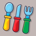 Cutlery for kids isolated cartoon vector illustration in flat style Royalty Free Stock Photo