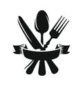 Black knife, spoon and fork