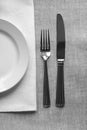 Cutlery on a linen tablecloth