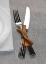 Cutlery on a linen tablecloth