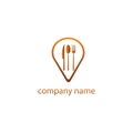 Cutlery logo illustration location outline restaurant symbol design vector