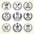 Cutlery logos. Vintage dinner table silverware set
