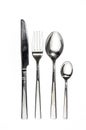 Cutlery metal set with Fork, Knife and Spoon - kitchen utensils. Royalty Free Stock Photo