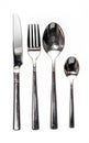 Cutlery metal set with Fork, Knife and Spoon - kitchen utensils. Royalty Free Stock Photo