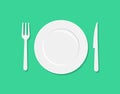 Cutlery. Plate fork and knife. Vector illustration