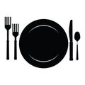 Cutlery plate fork spoon knife. Royalty Free Stock Photo