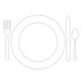 Cutlery plate fork spoon knife. Raster Royalty Free Stock Photo